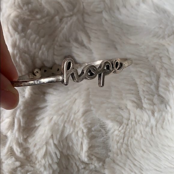 Premier Designs Jewelry - Hope Cursive Lettering Silver Bangle Bracelet